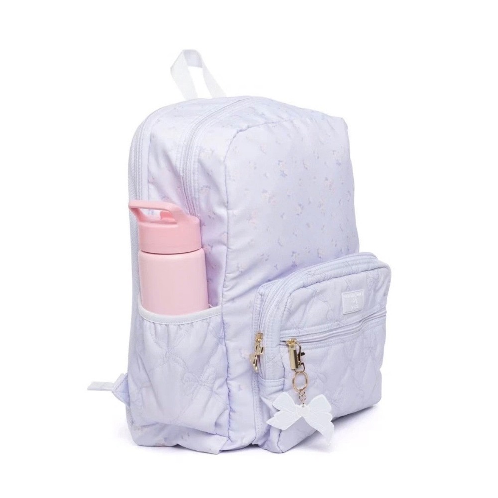 LoveShackFancy x Yoobi Lavender Floral Quilted Bow Backpack with Laptop Sleeve - Picture 5 of 10